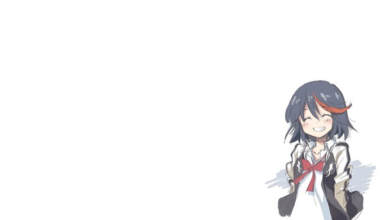Anime Girl Smiling — White, Happy