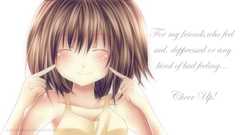 Anime Girl Smiling — White