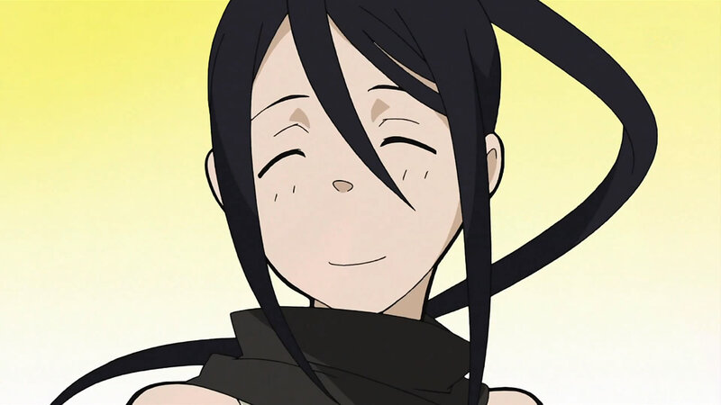 Anime Girl Smiling — Yellow, Happy