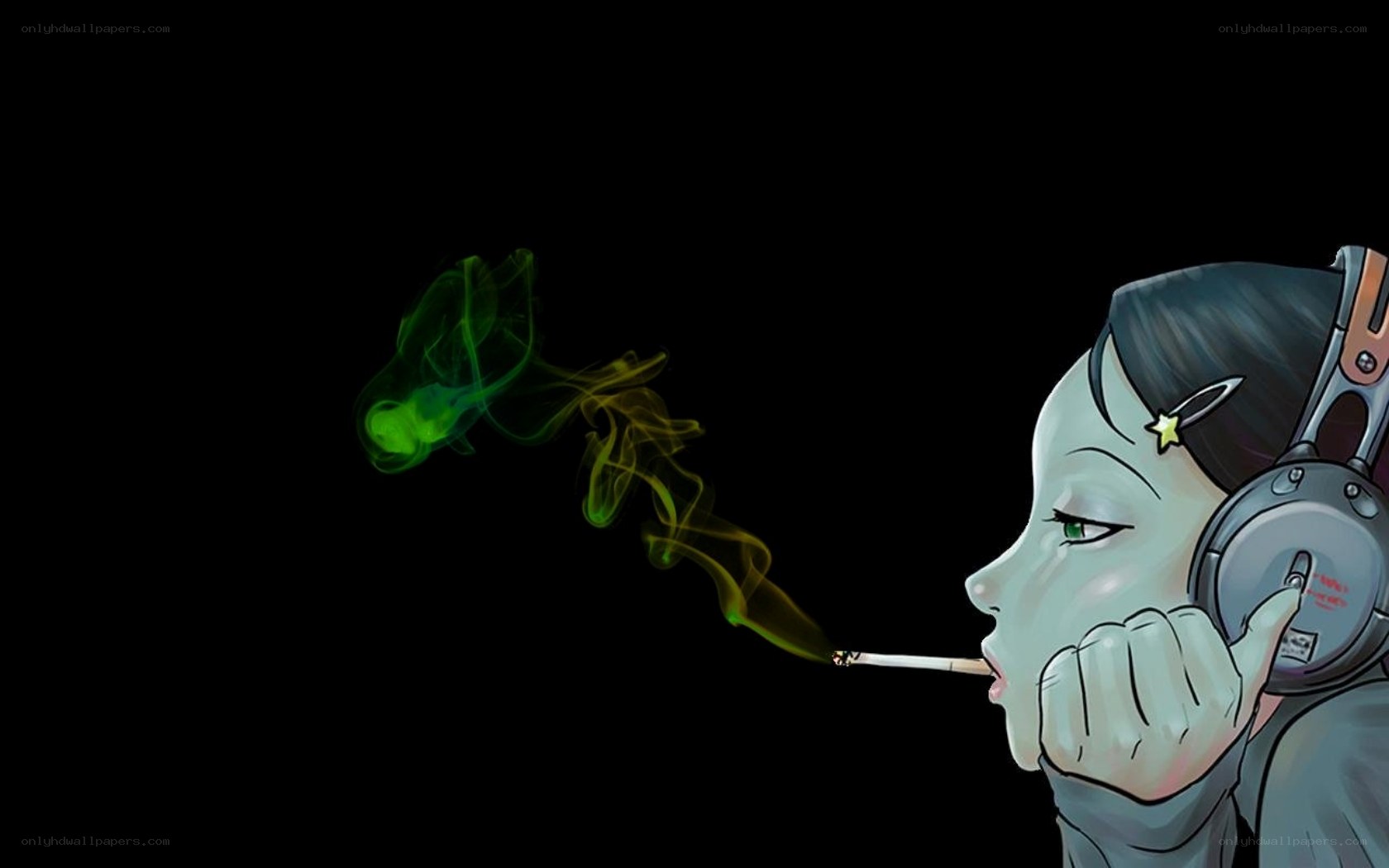 anime girl smoking