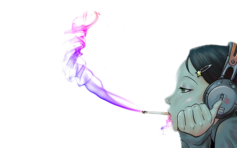 anime girl smoking