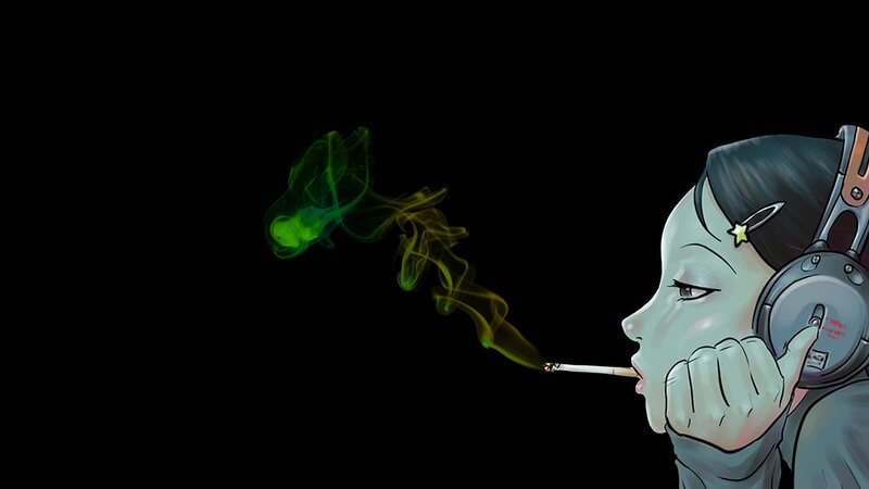 anime girl smoking