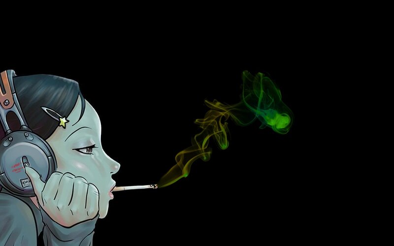 anime girl smoking