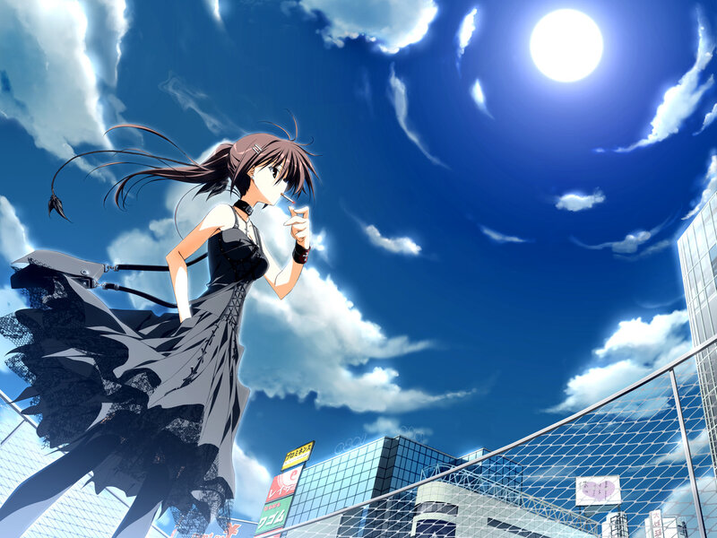 Anime Girl Smoking — Blue