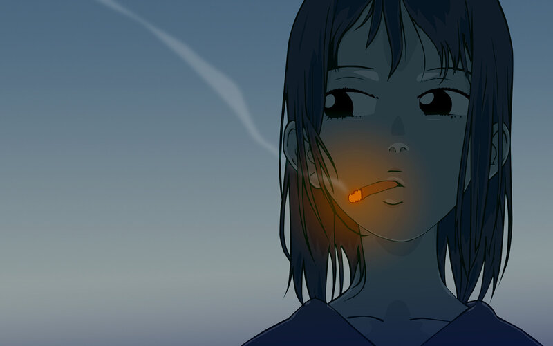 anime girl smoking cigarette