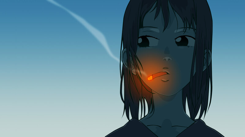 anime girl smoking cigarette