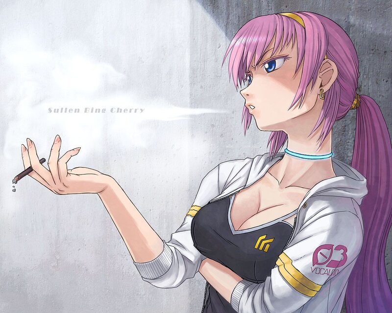 anime girl smoking cigarette