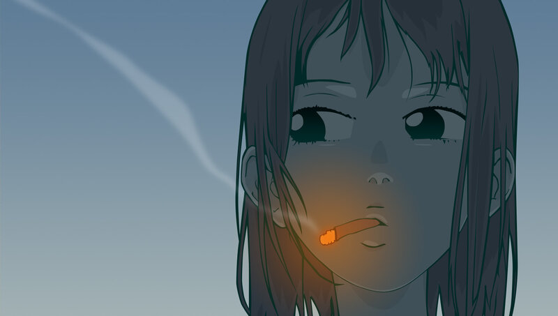 anime girl smoking cigarette