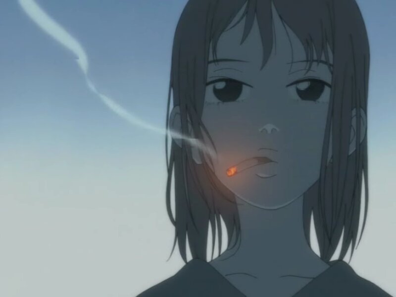 anime girl smoking cigarette