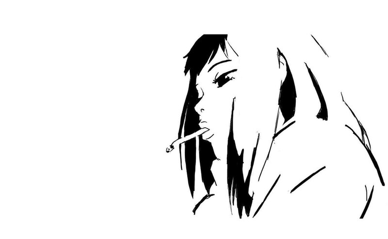 anime girl smoking cigarette