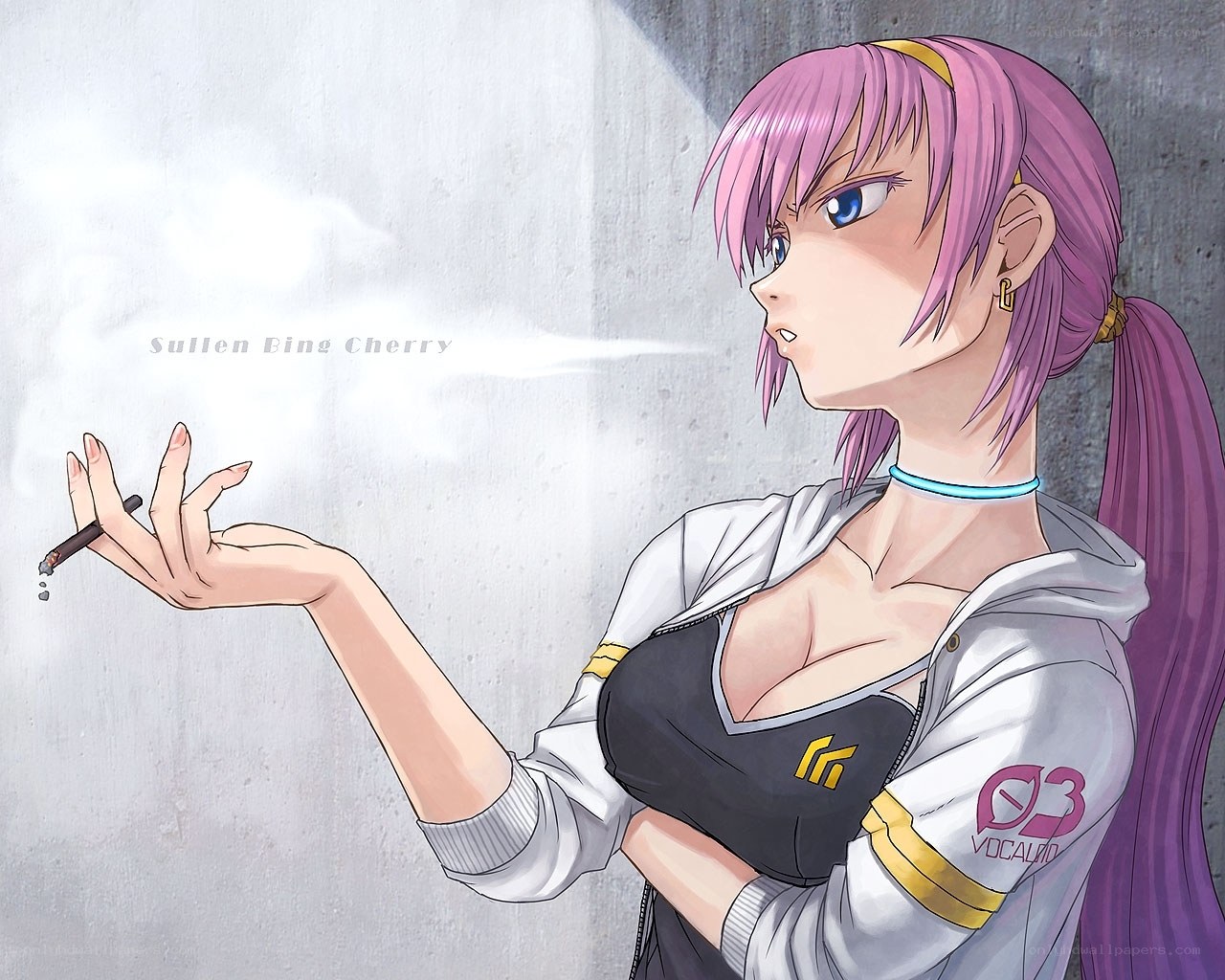 anime girl smoking cigarette