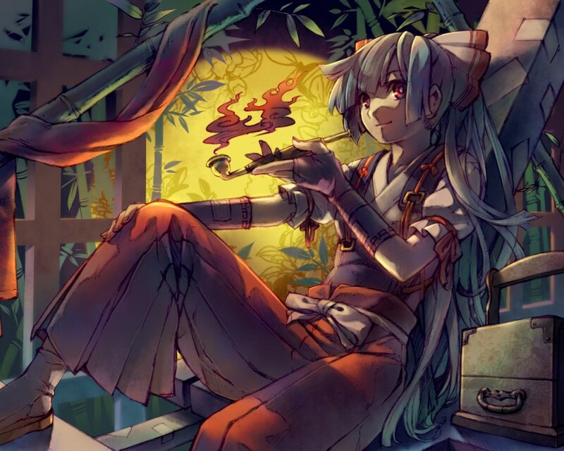 anime girl smoking pipe