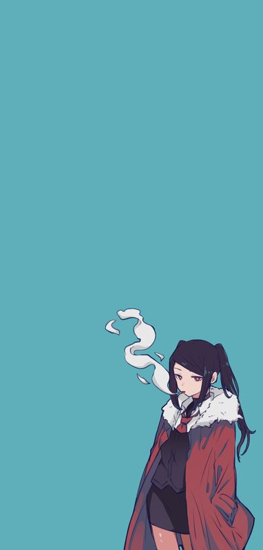Anime Girl Smoking — Teal