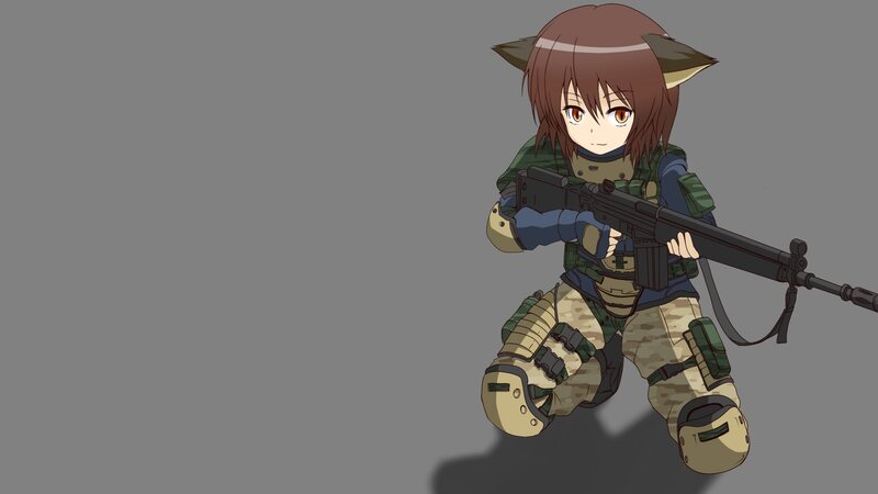 anime girl soldier with rifle