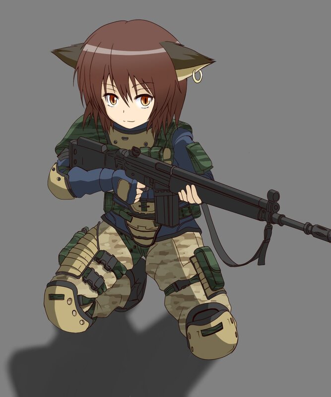 anime girl soldier with rifle