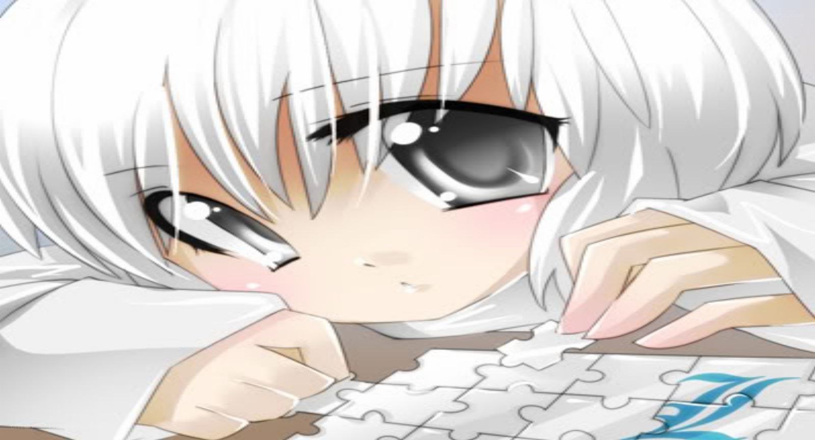 anime girl solving puzzle