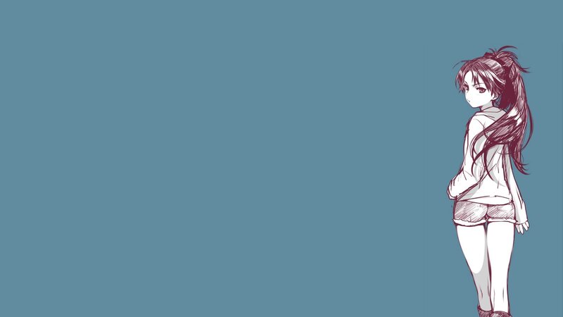Anime Girl Standing — Blue, Calm