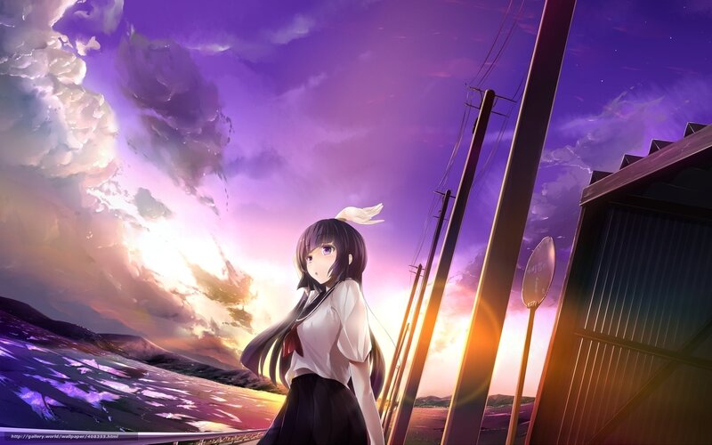 Anime Girl Standing — Purple, Dramatic