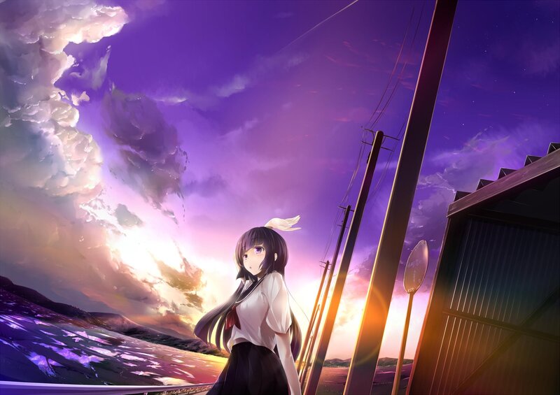 Anime Girl Standing — Purple