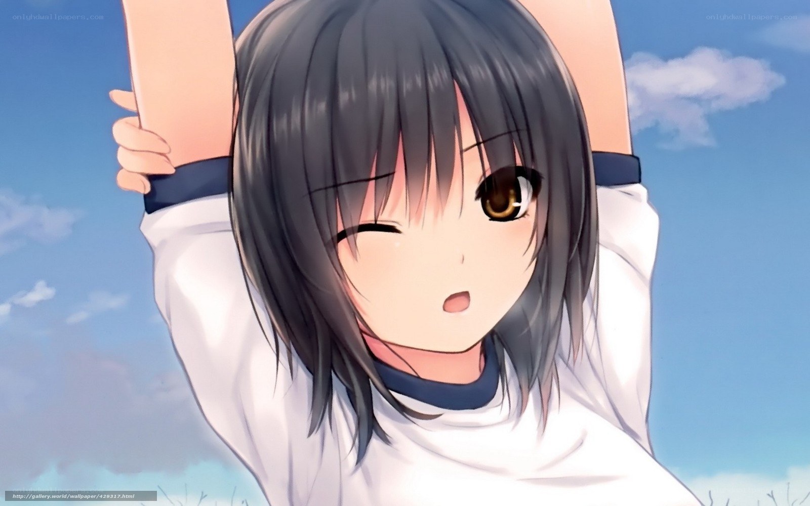 anime girl stretching arms