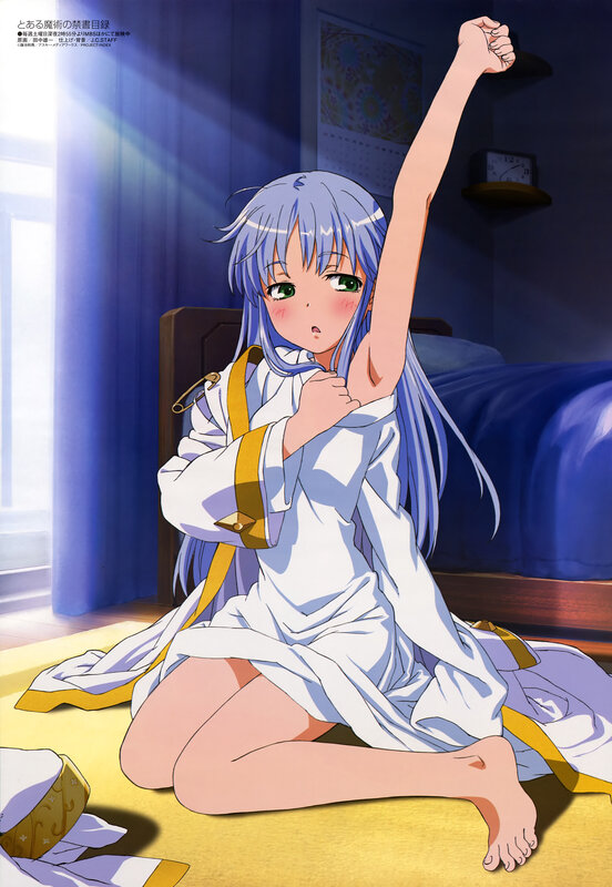 Anime girl stretching in morning