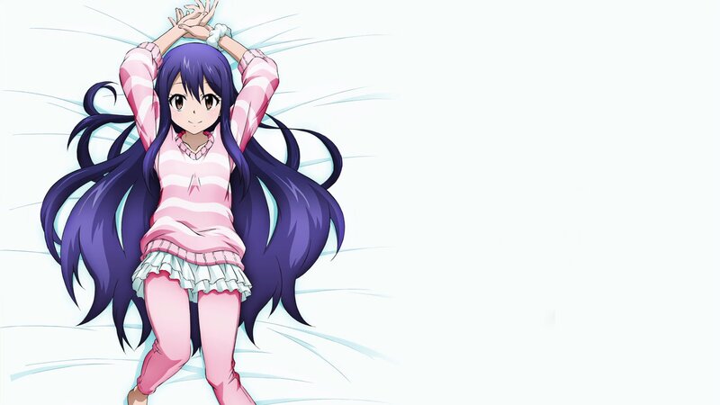 Anime Girl Stretching — Purple, Calm, Long Hair