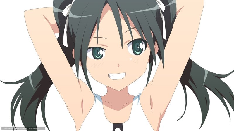 Anime Girl Stretching — White, Playful