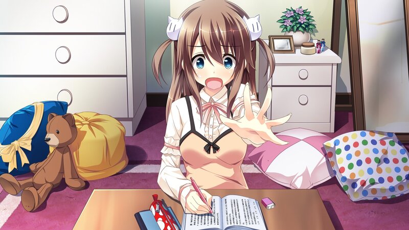 anime girl studying at desk