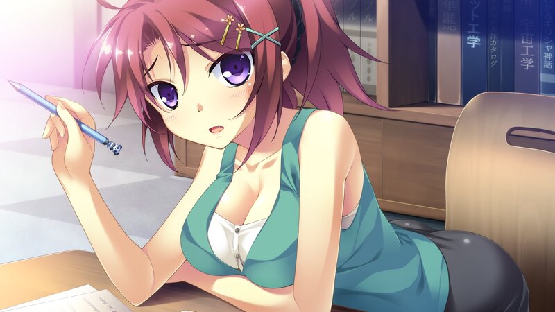 anime girl studying at desk