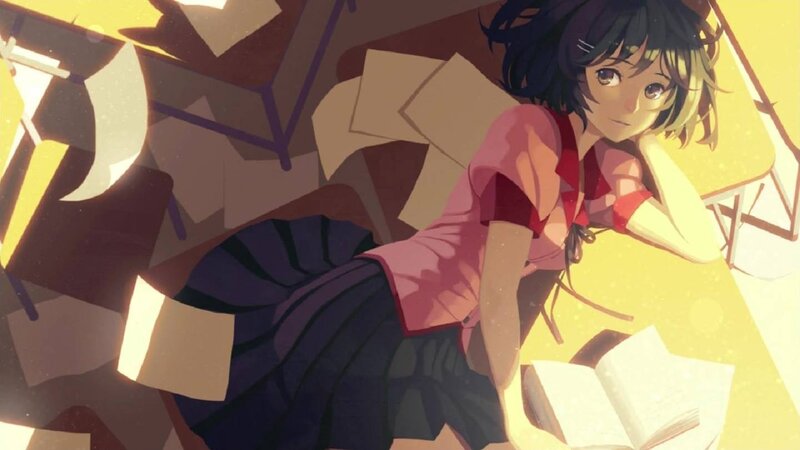 anime girl studying in classroom