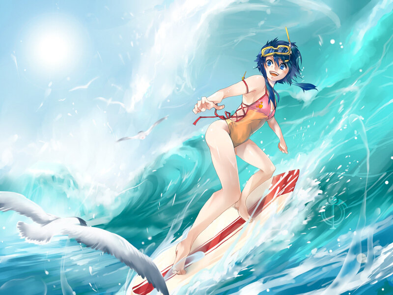 Anime Girl Surfing