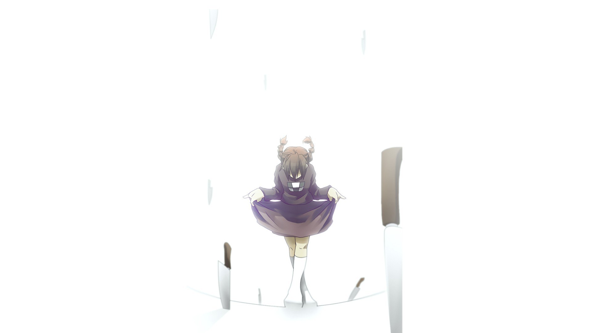 anime girl surrounded by knives