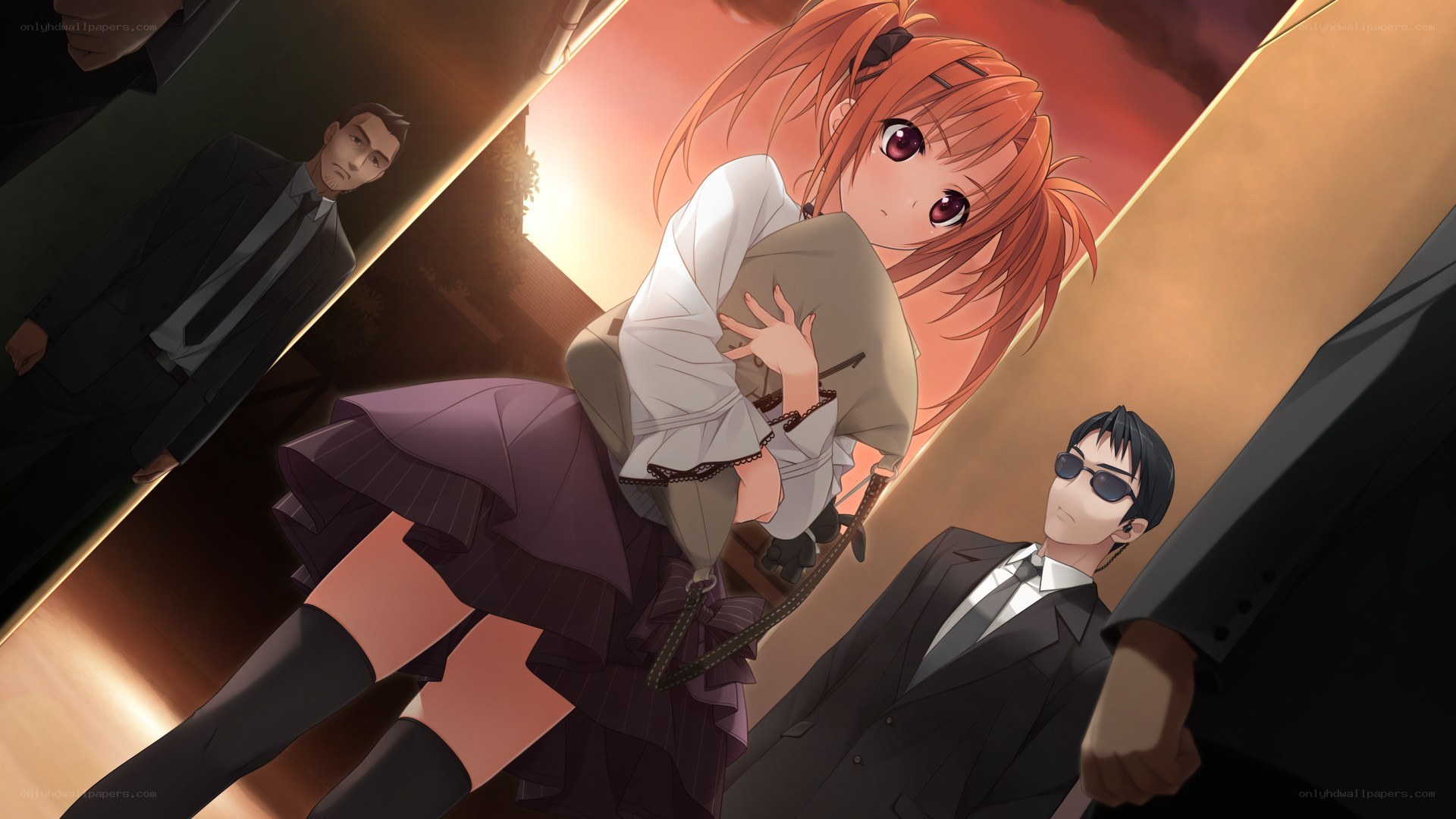 Anime girl surrounded by men
