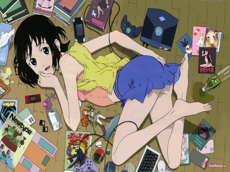 Anime girl surrounded by toys