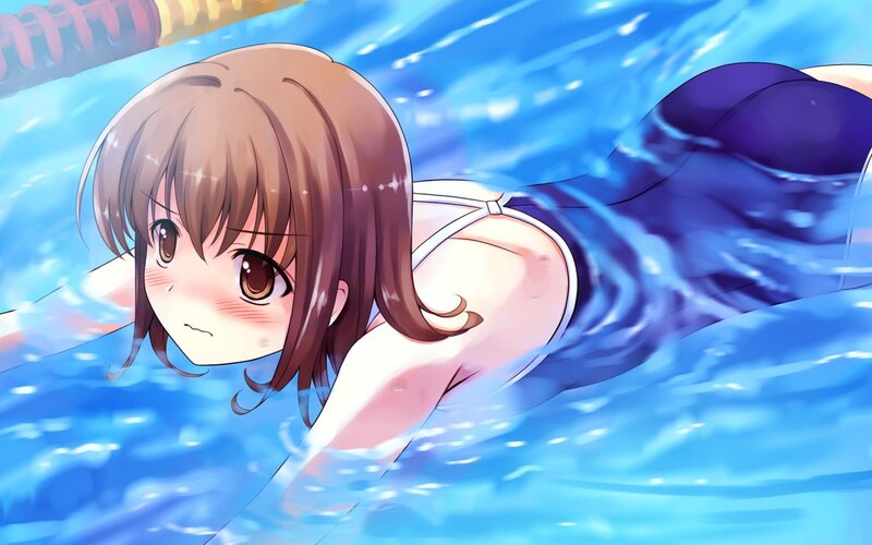 Anime Girl Swimming — Blue, Active