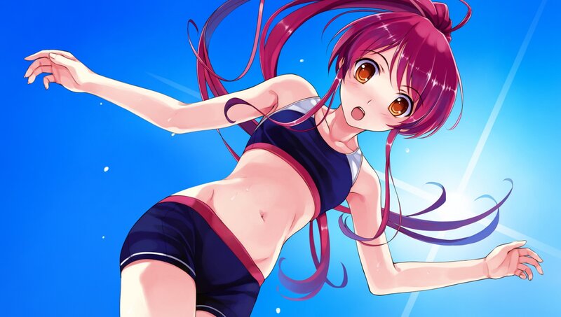 Anime Girl Swimming — Blue, Dynamic, Summer