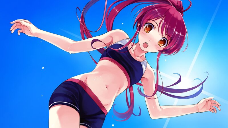 Anime Girl Swimming — Blue, Dynamic