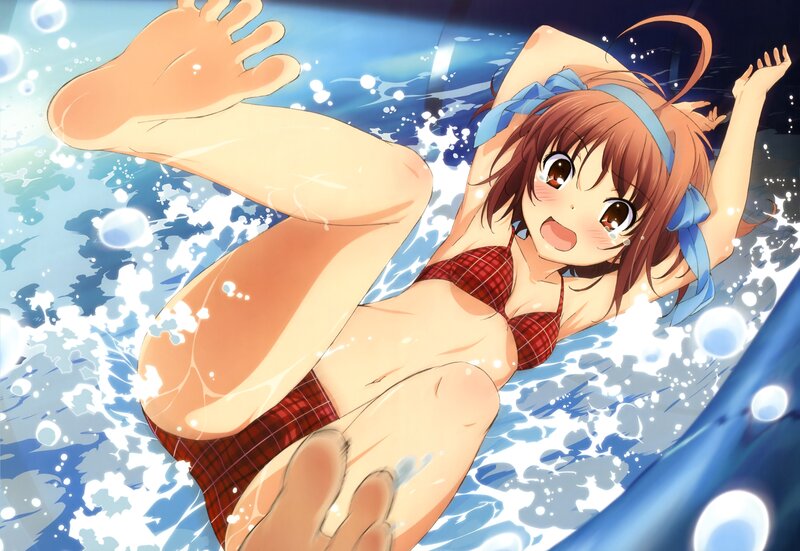 anime girl swimming in pool