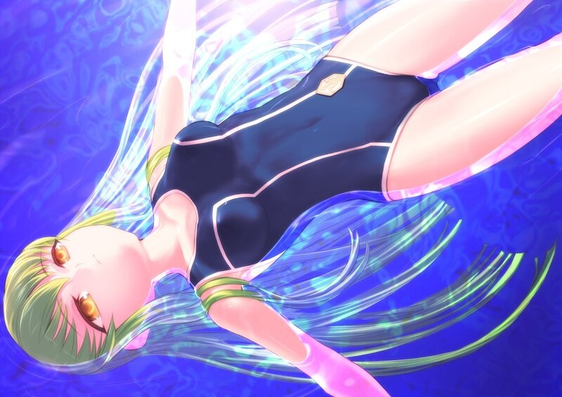 anime girl swimming underwater