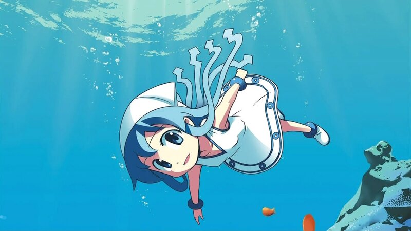anime girl swimming underwater