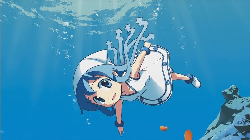 anime girl swimming underwater