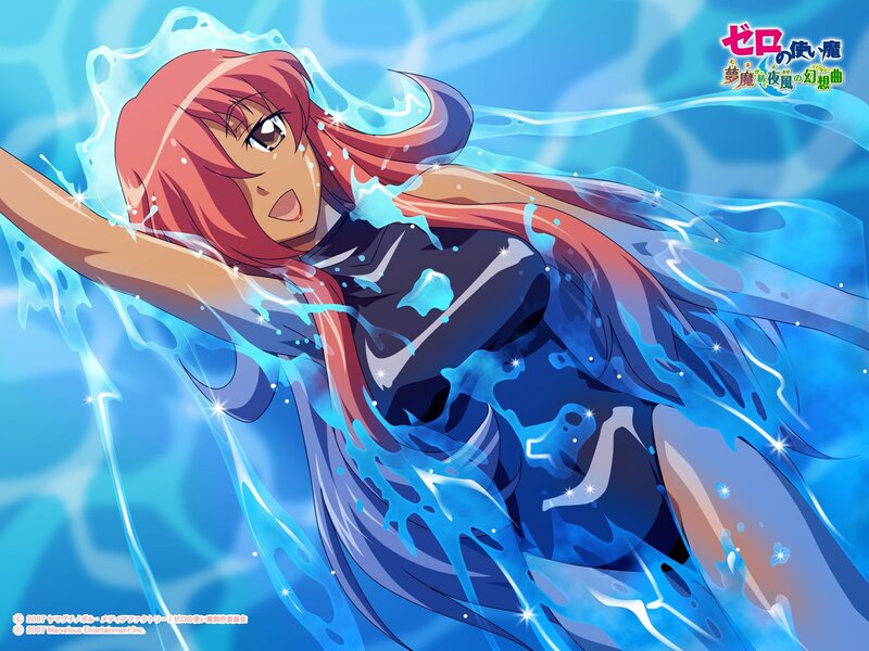 Anime girl swimming underwater