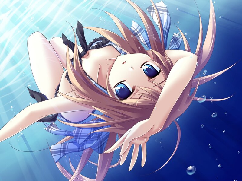 anime girl swimming underwater