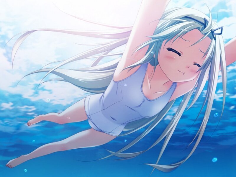anime girl swimming underwater