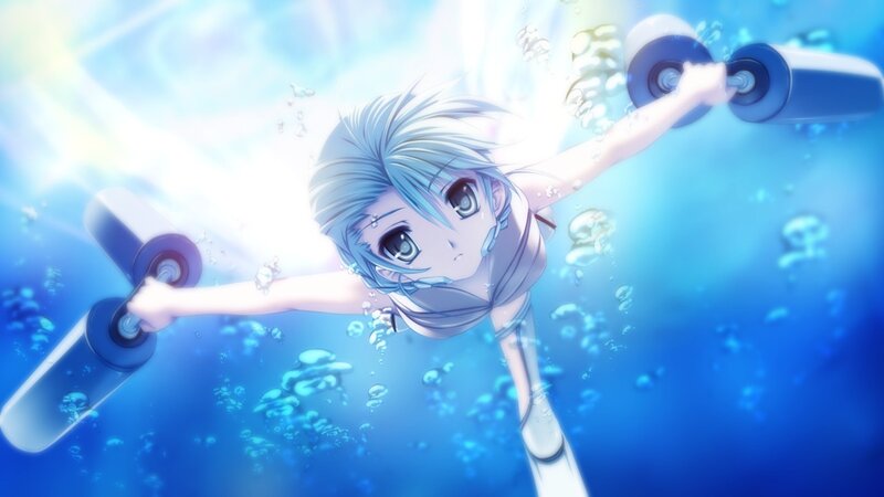 anime girl swimming underwater