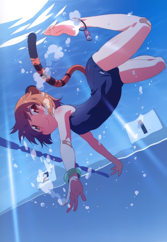 anime girl swimming underwater