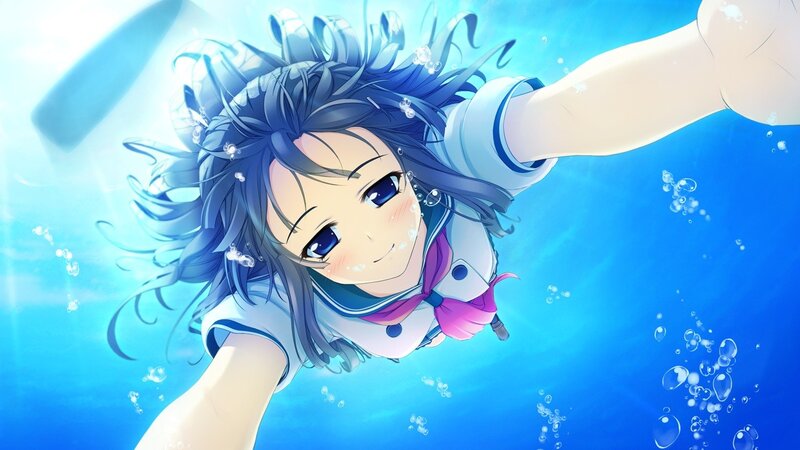 anime girl swimming underwater
