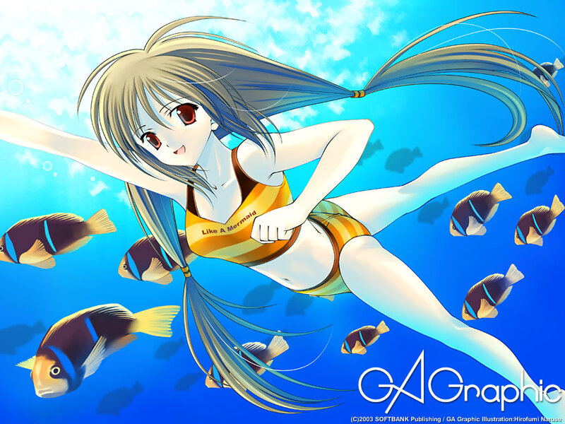 anime girl swimming underwater
