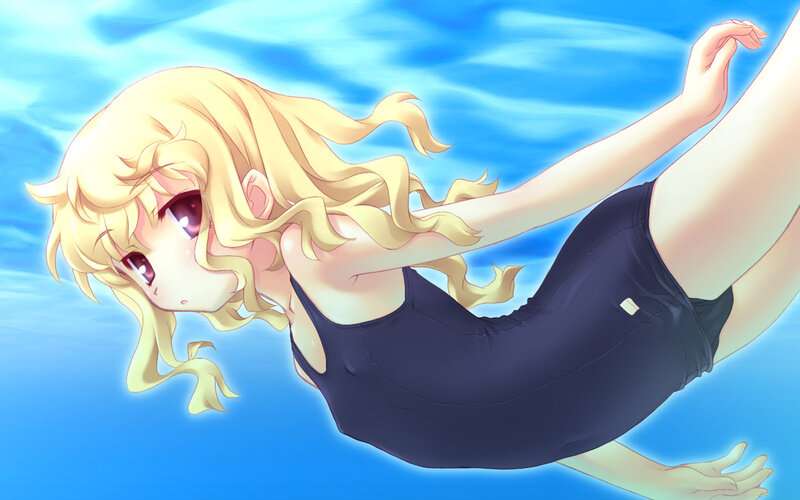 anime girl swimming underwater