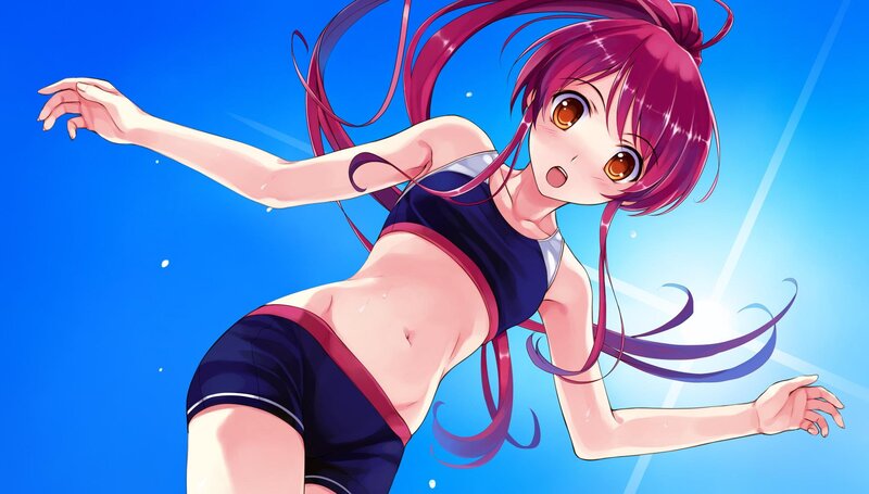 anime girl swimming underwater